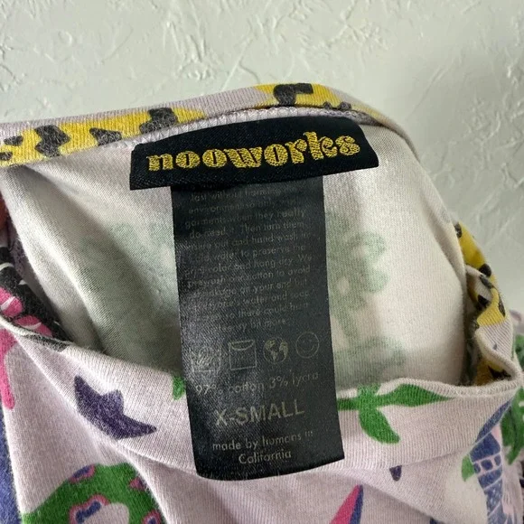 Vintage Nooworks Shirt XS Tee Floral Hastings Print Cotton Mushroom Puff top E3 - Picture 6 of 6